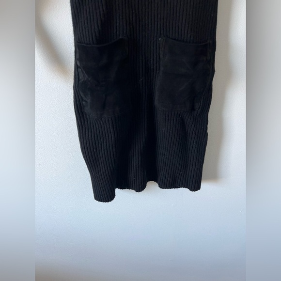 Milly x REVOLVE Slim Rib Suede Pocket Turtleneck Mini Dress in Black Small - Picture 9 of 9